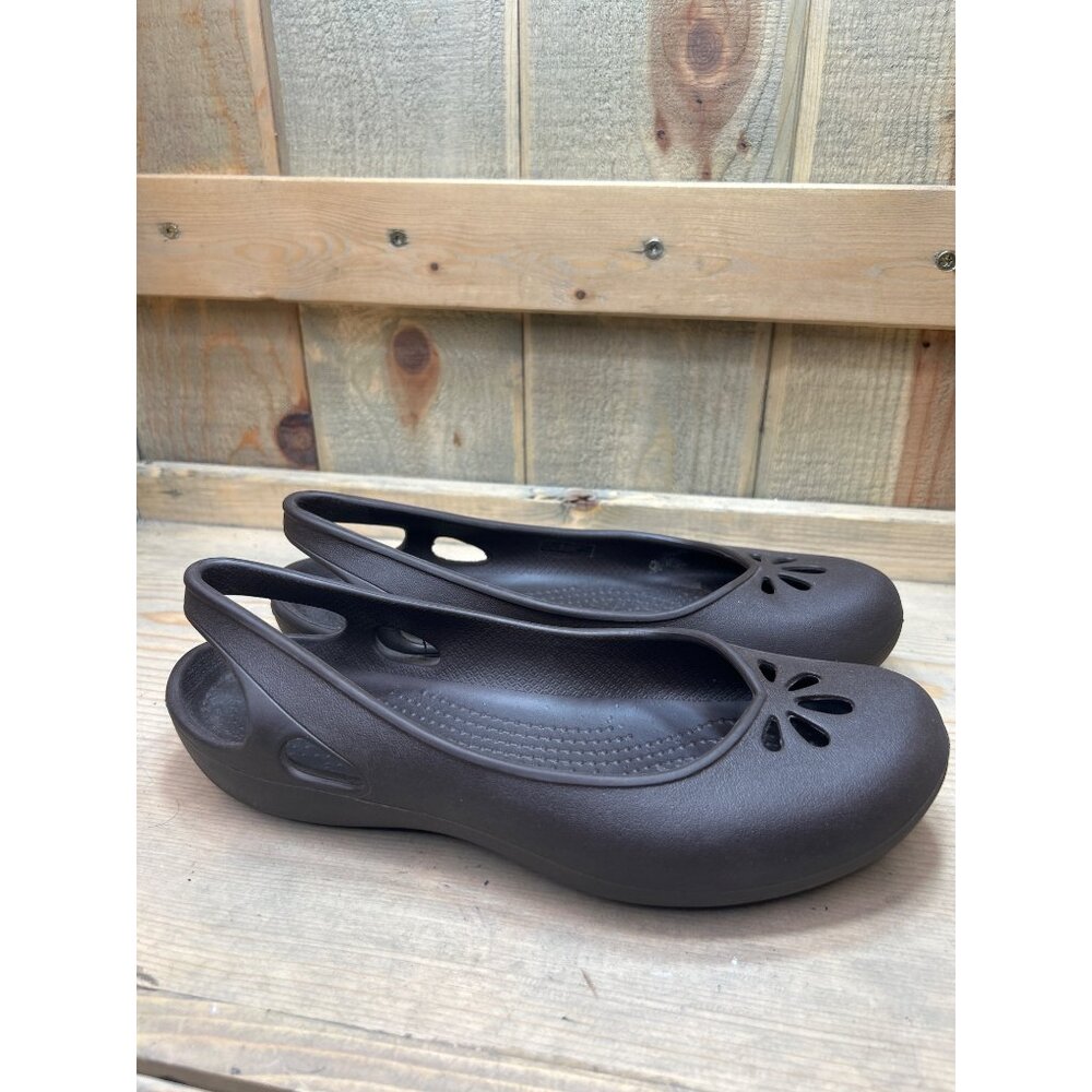 CROCS Taylor Slingback Ballet Flats Women's W9 US9 Brown Slip On Comfort Shoe